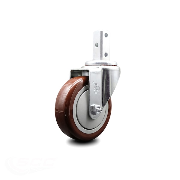 4 Inch Maroon Polyurethane Wheel Swivel 3/4 Inch Square Stem Caster SCC